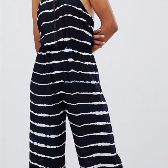 RAGA Striped Black and White Jumpsuit Flowy Wide Leg Small - Picture 2 of 7